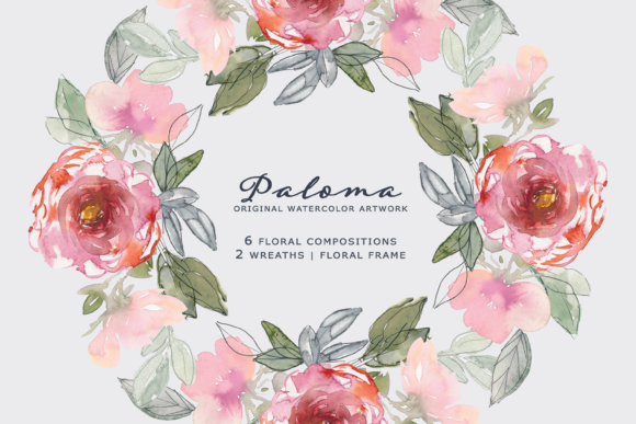 Watercolor Shabby Floral Clipart Set